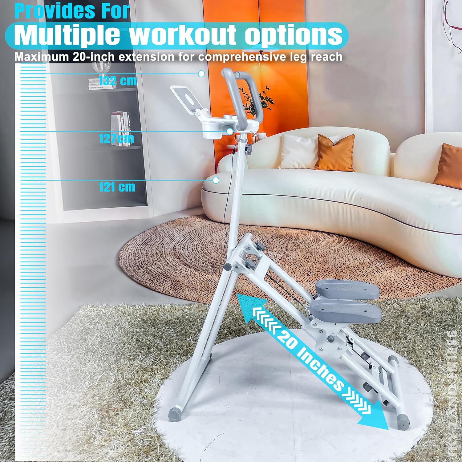 SKY LAND Vertical Step Climbing Machine EM-1886 | Foldable Stair Stepper Climber with 4-Level Pedal Gradient, Adjustable Handle & Saddle, Tablet Holder, Bottle Holder, Wheels, 120KG Capacity for Home Gym UAE - Image 3
