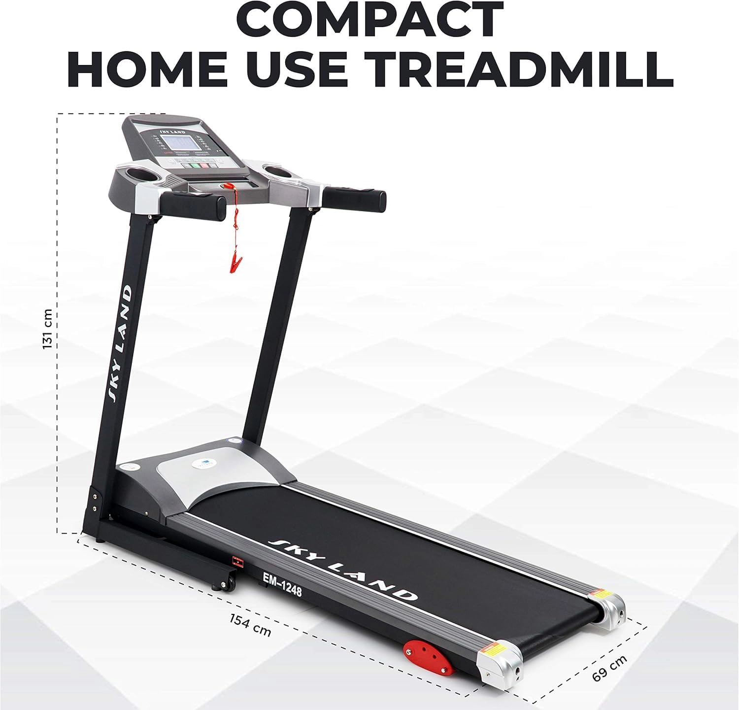 SKY LAND Treadmill with Manual Incline & Ab Roller Combo for Home Gym | Foldable Running Machine, 4HP Peak Motor, Bluetooth App, LCD Display, Body Massager, Cardio Workout Equipment - Image 2