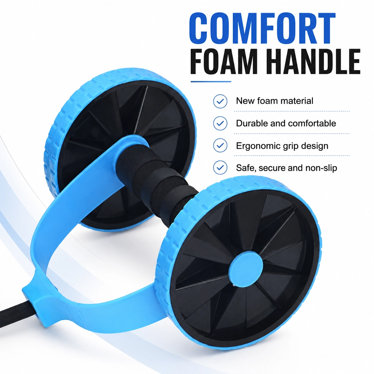 EM-1843-B Dual Ab Roller with Ergonomic Foam Handle, Non-Slip Grip and Comfortable Core Training Design