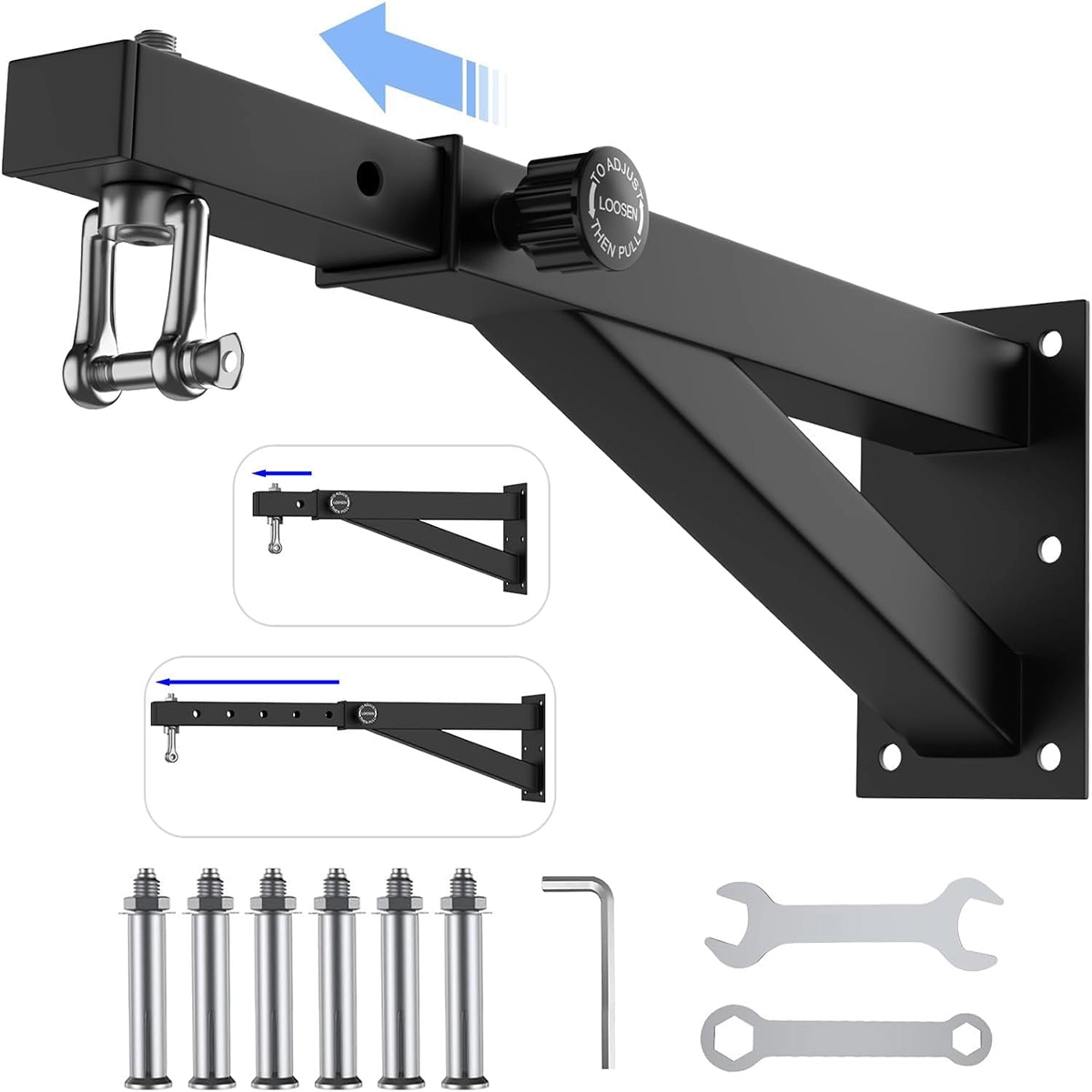 EM-1880 Adjustable Wall Mount Punching Bag Hanger with Extension Arm and Installation Hardware