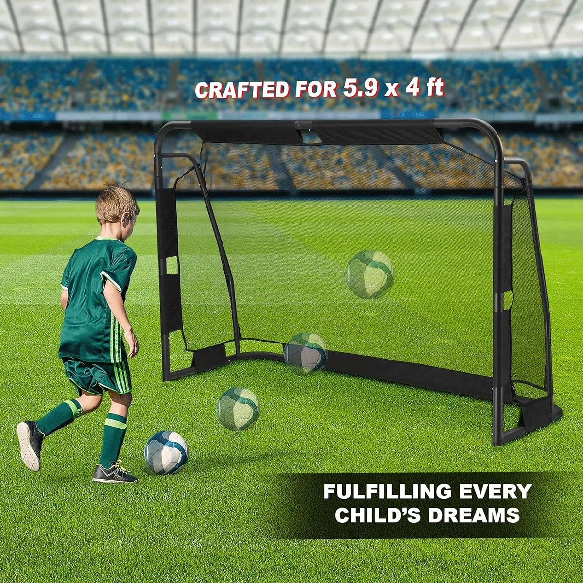 EM-1880 Portable Soccer Goal 5.9 × 4 ft Football Training Goal for Kids and Backyard Practice