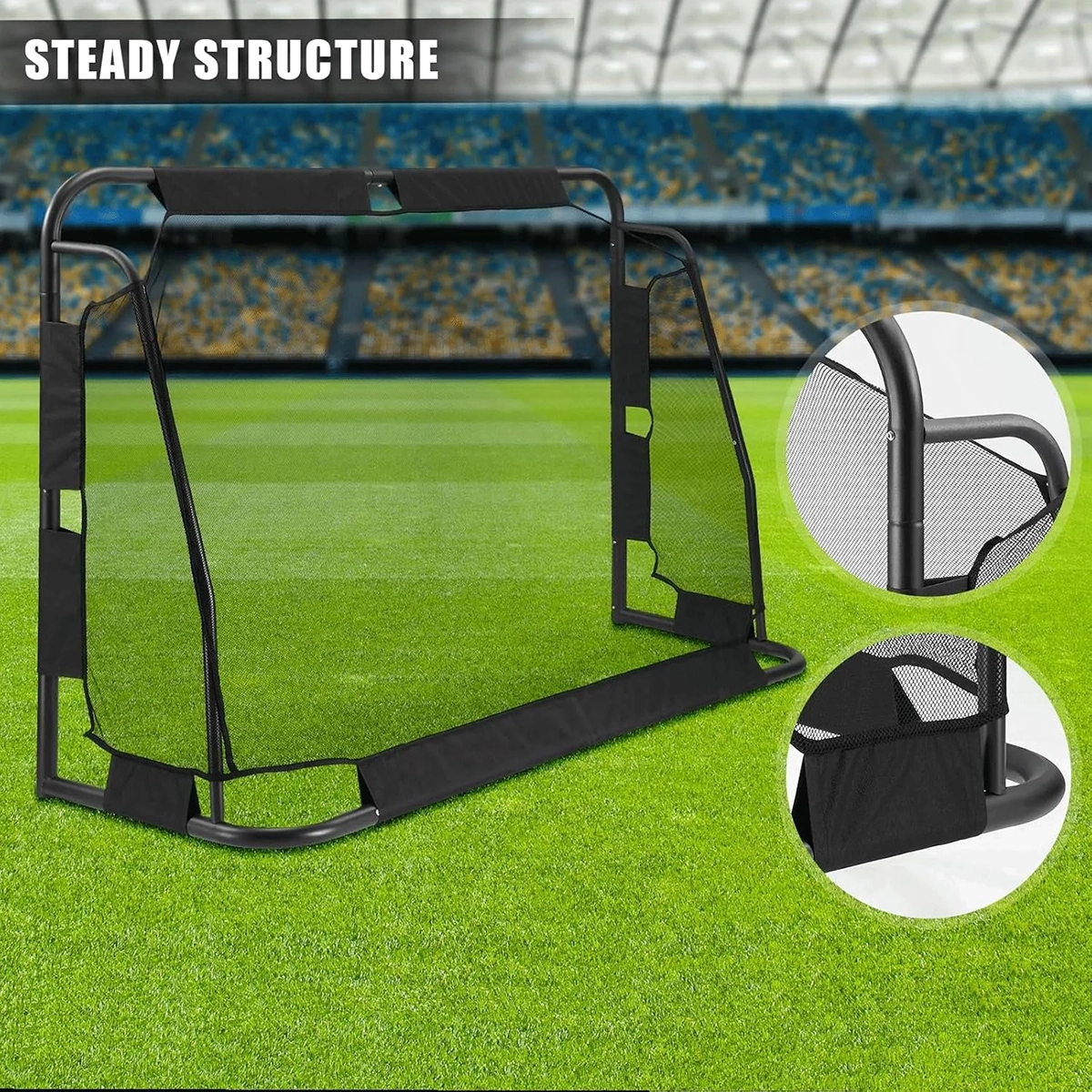 EM-1880 Portable Soccer Goal with Heavy-Duty Steel Frame and Stable PE Net Structure
