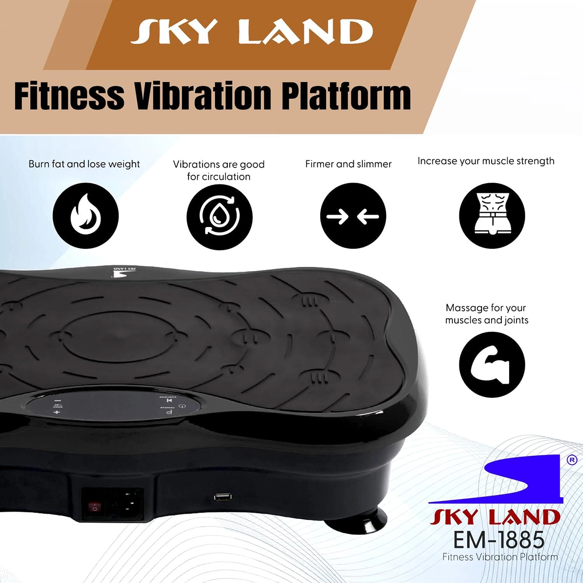 SKY LAND EM-1885 Fitness Vibration Platform for Full-Body Exercise, Muscle Strength and Weight Management