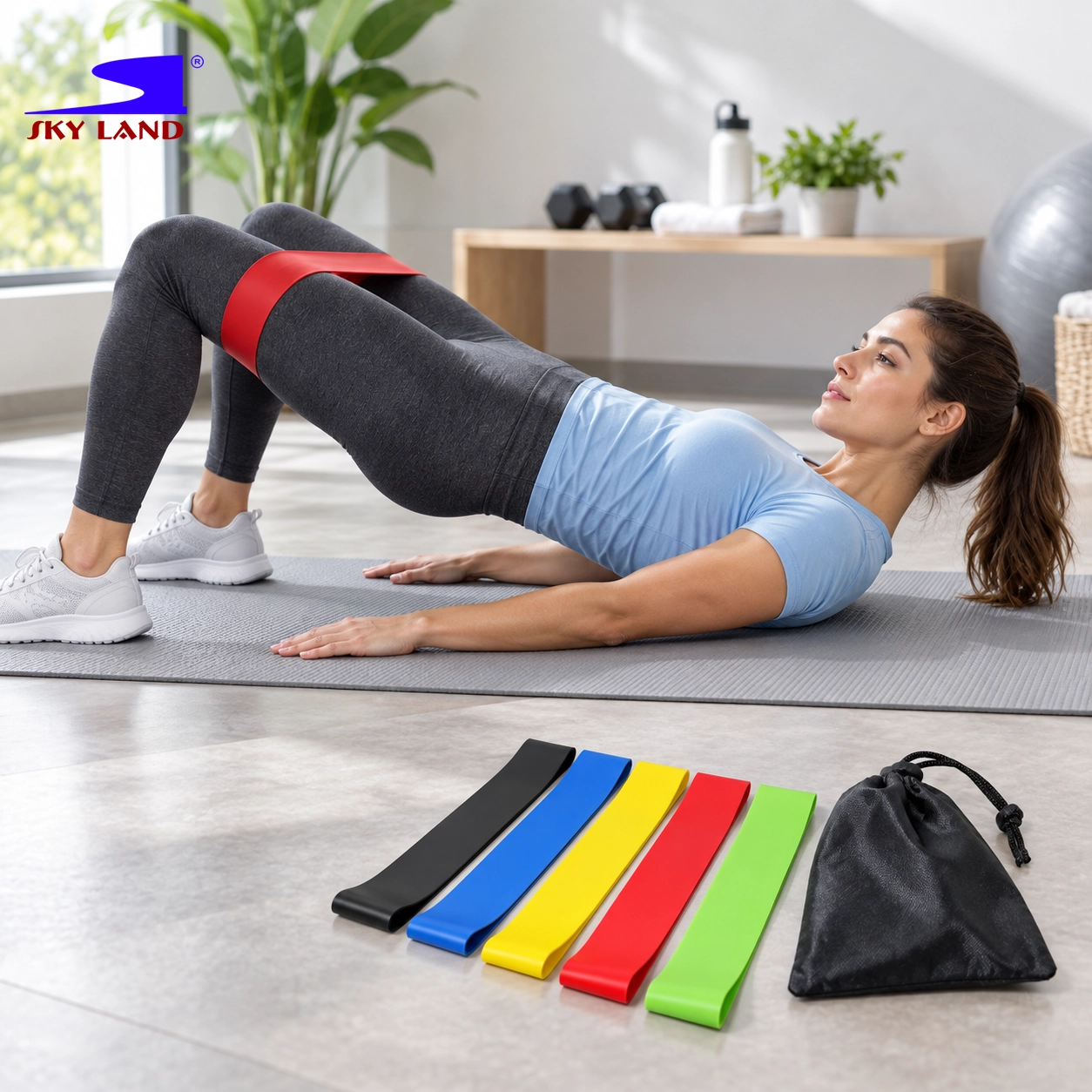SKY LAND Resistance Band Set with 5 Levels and Carry Pouch EM-9241 - Image 3
