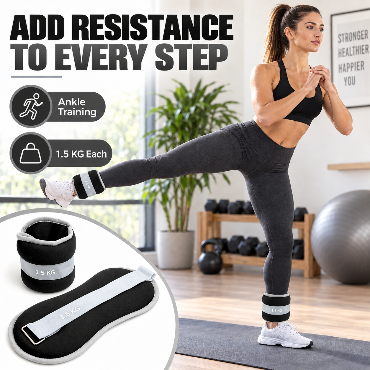 SKY LAND Wrist & Ankle Weights Pair, 1.5 kg Each, EM-9371-1.5 - Image 4