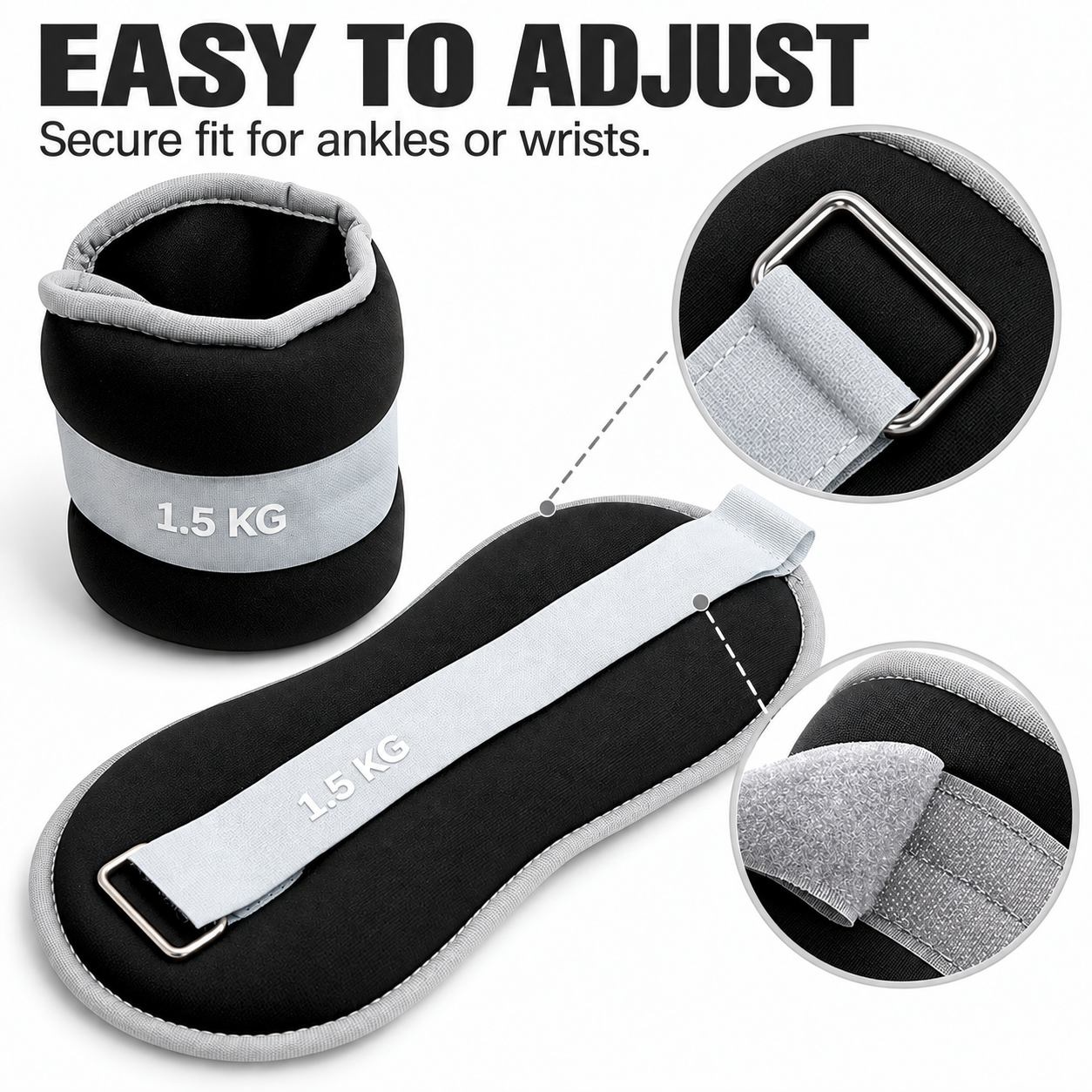 SKY LAND Wrist & Ankle Weights Pair, 1.5 kg Each, EM-9371-1.5 - Image 3